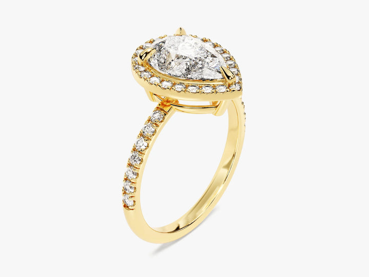2.0CT Pear Diamond Halo Pave Setting Moissanite Engagement Ring