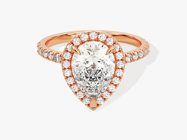 2.0CT Pear Diamond Halo Pave Setting Moissanite Engagement Ring