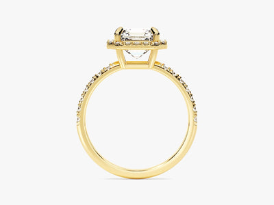 1.50CT Asscher Diamond Halo Pave Setting Moissanite Engagement Ring