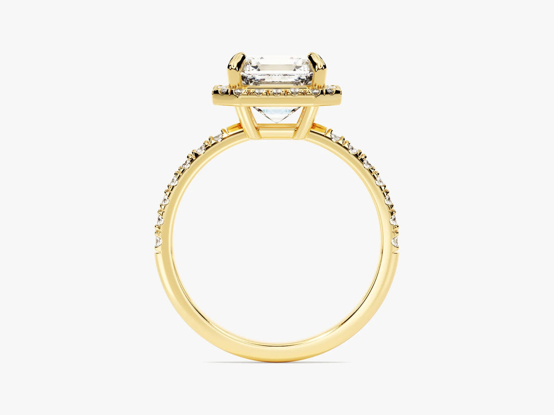 2.0CT Asscher Diamond Halo Pave Setting Moissanite Engagement Ring