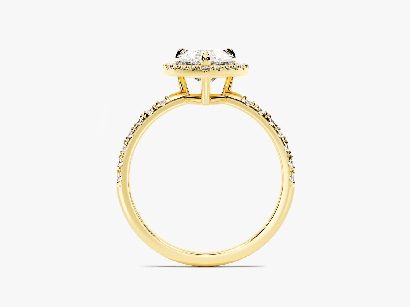 1.0CT Heart Diamond Halo Pave Setting Moissanite Engagement Ring