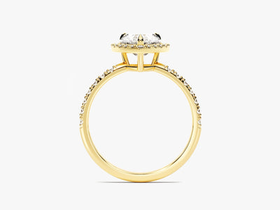 1.0CT Heart Diamond Halo Pave Setting Moissanite Engagement Ring