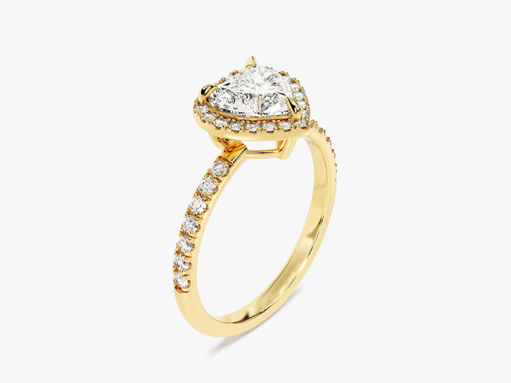 1.0CT Heart Diamond Halo Pave Setting Moissanite Engagement Ring