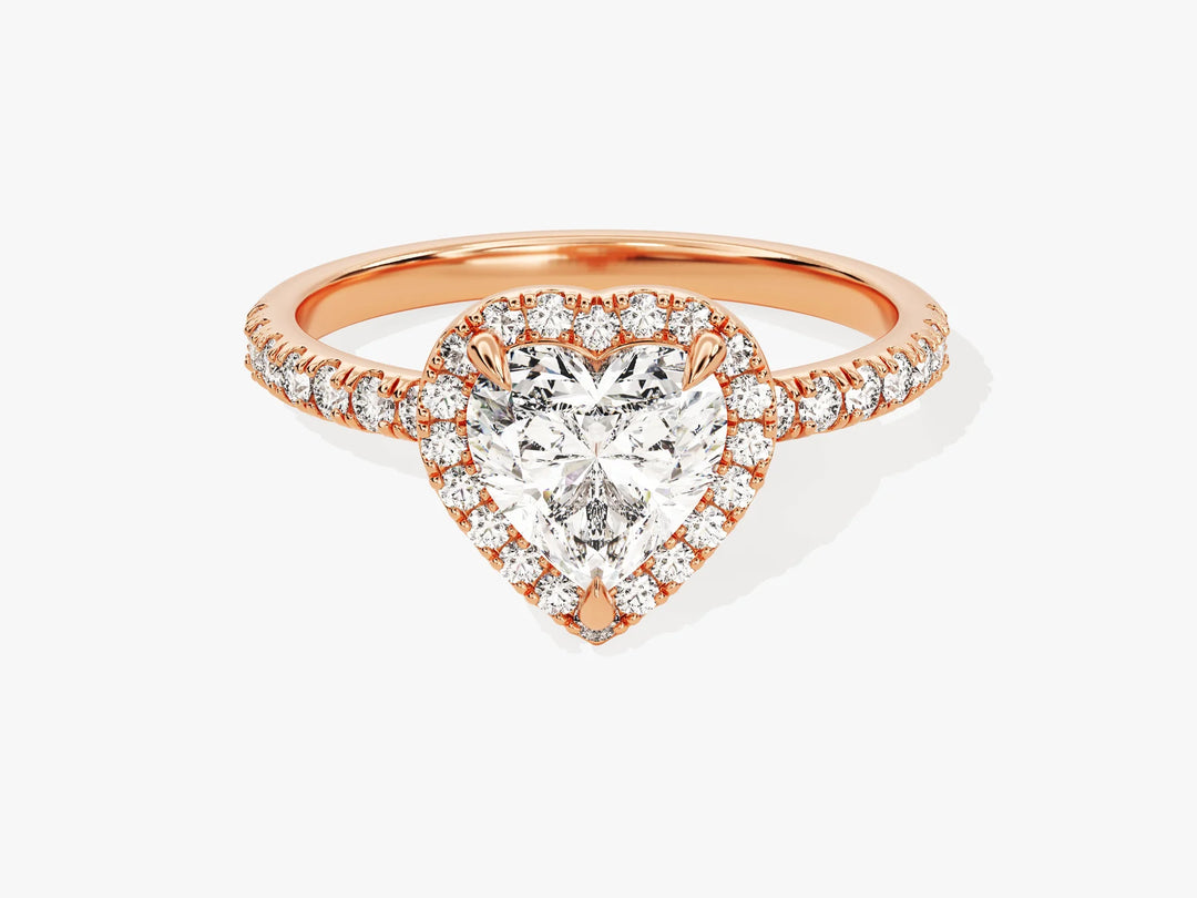 1.0CT Heart Diamond Halo Pave Setting Moissanite Engagement Ring