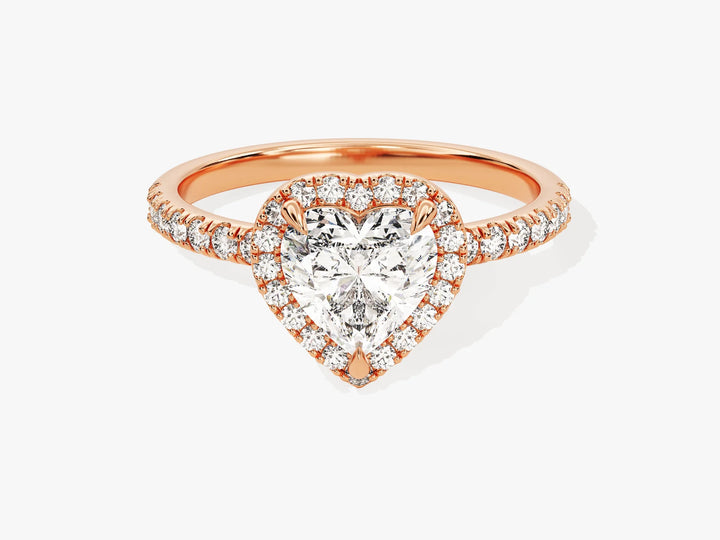 1.0CT Heart Diamond Halo Pave Setting Moissanite Engagement Ring