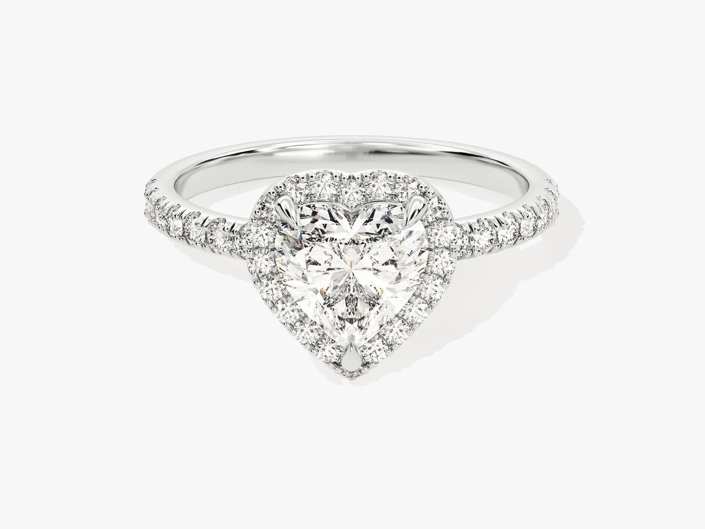 1.0CT Heart Diamond Halo Pave Setting Moissanite Engagement Ring
