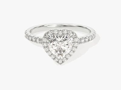 1.0CT Heart Diamond Halo Pave Setting Moissanite Engagement Ring