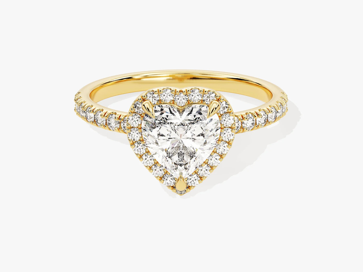 1.0CT Heart Diamond Halo Pave Setting Moissanite Engagement Ring