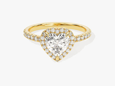 1.0CT Heart Diamond Halo Pave Setting Moissanite Engagement Ring