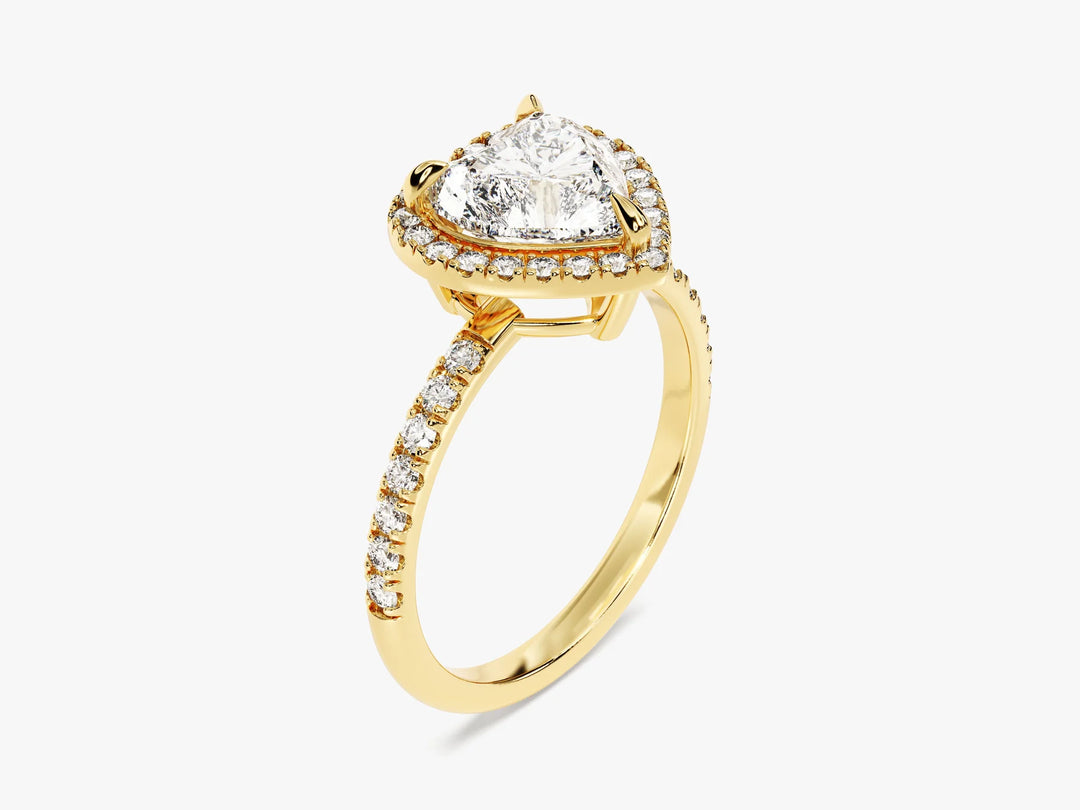 1.50CT Heart Diamond Halo Pave Setting Moissanite Engagement Ring