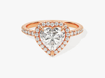 1.50CT Heart Diamond Halo Pave Setting Moissanite Engagement Ring