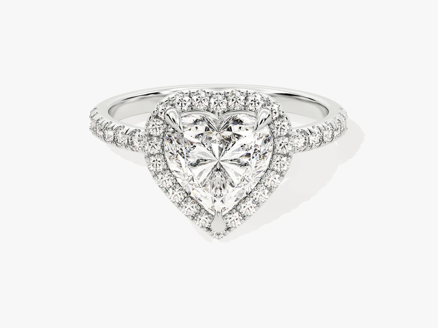 1.50CT Heart Diamond Halo Pave Setting Moissanite Engagement Ring