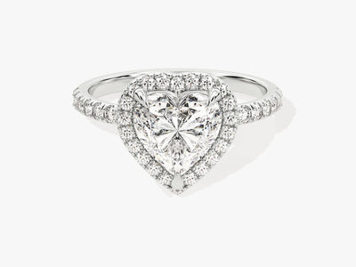 1.50CT Heart Diamond Halo Pave Setting Moissanite Engagement Ring