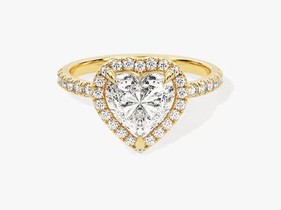 1.50CT Heart Diamond Halo Pave Setting Moissanite Engagement Ring
