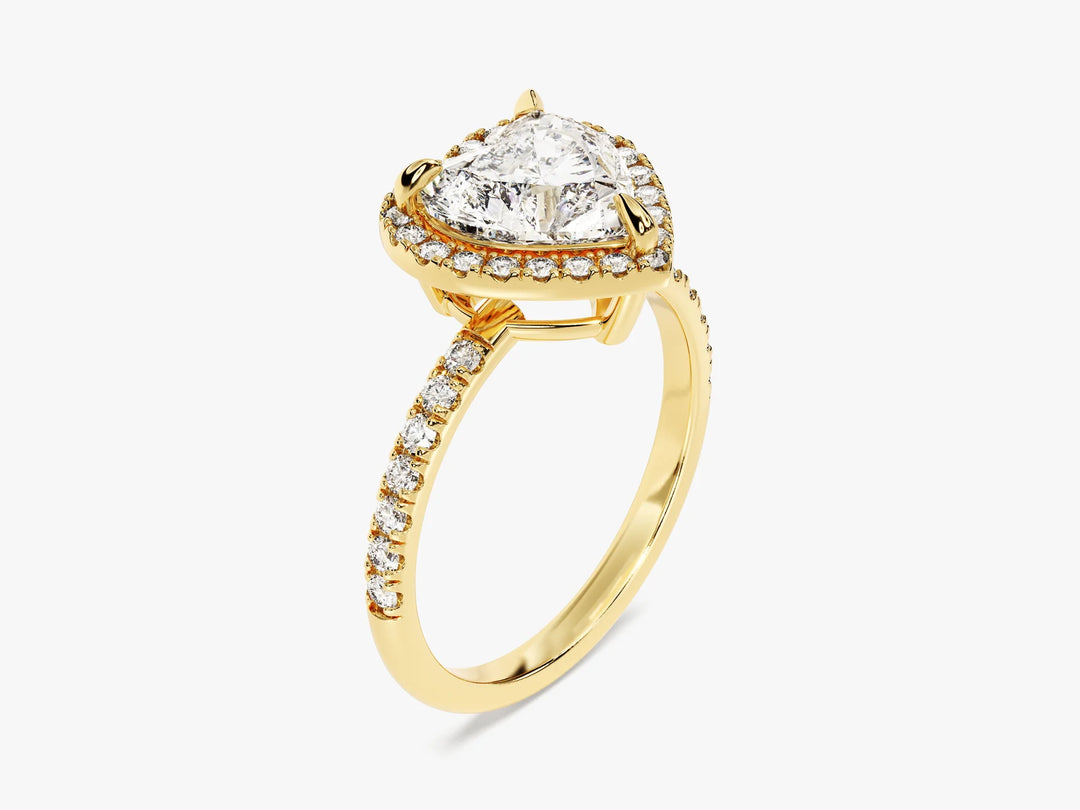 2.0CT Heart Diamond Halo Pave Setting Moissanite Engagement Ring