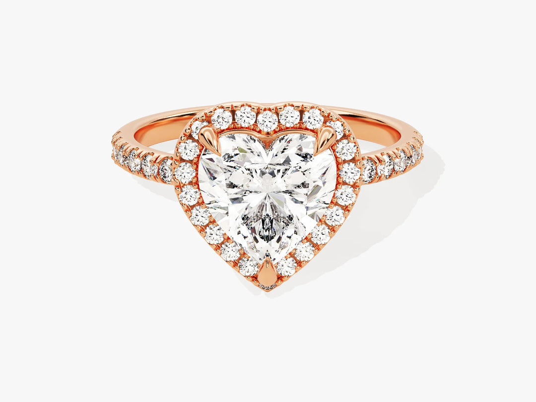 2.0CT Heart Diamond Halo Pave Setting Moissanite Engagement Ring