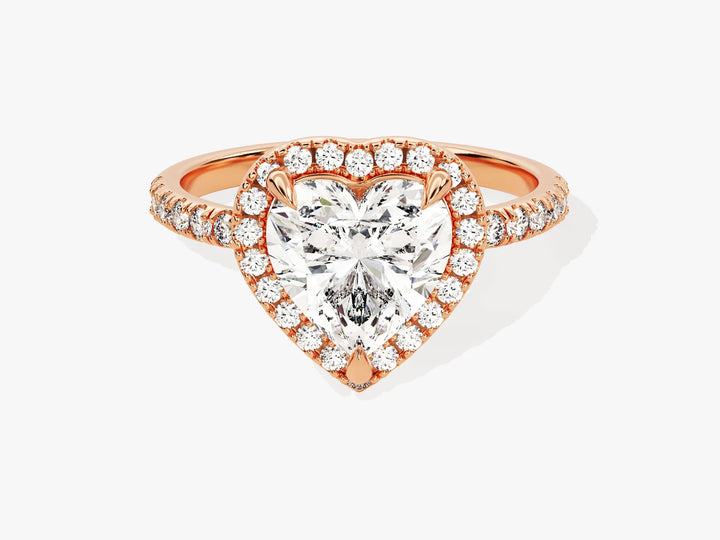 2.0CT Heart Diamond Halo Pave Setting Moissanite Engagement Ring