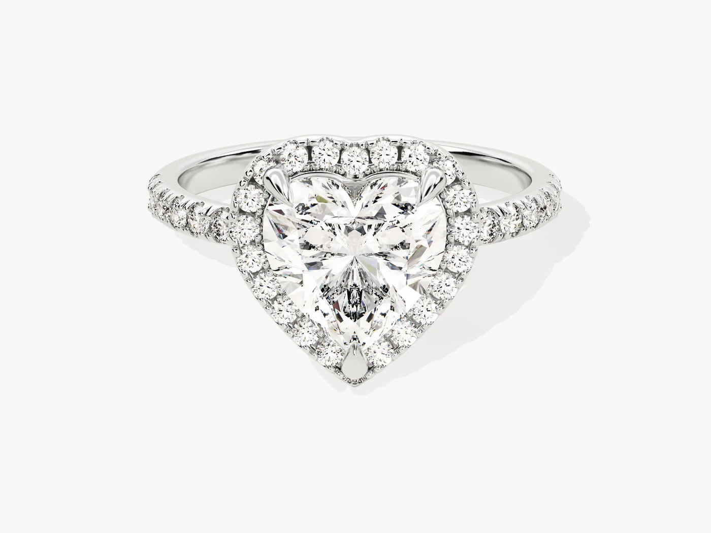 2.0CT Heart Diamond Halo Pave Setting Moissanite Engagement Ring