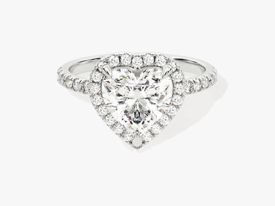 2.0CT Heart Diamond Halo Pave Setting Moissanite Engagement Ring