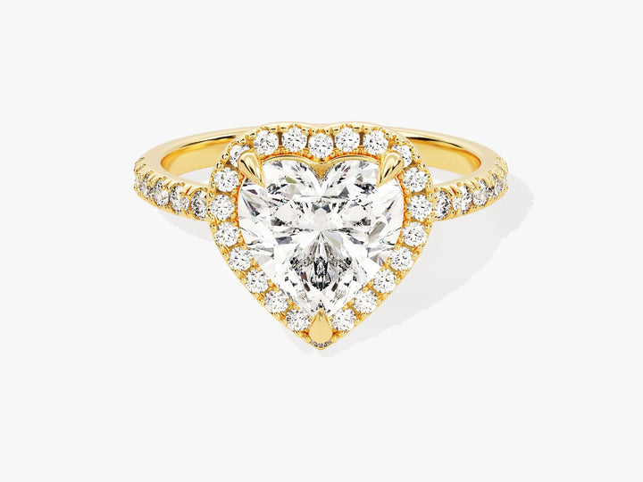 2.0CT Heart Diamond Halo Pave Setting Moissanite Engagement Ring