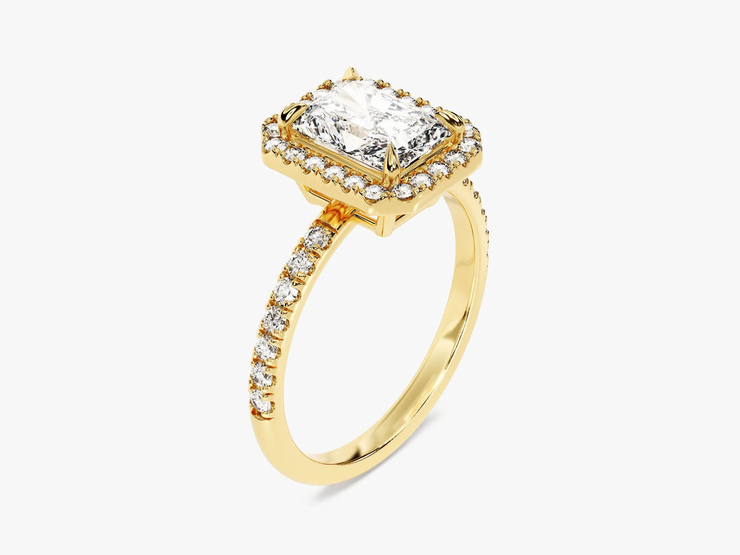 1.50CT Radiant Diamond Halo Pave Setting Moissanite Engagement Ring