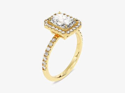 1.50CT Radiant Diamond Halo Pave Setting Moissanite Engagement Ring
