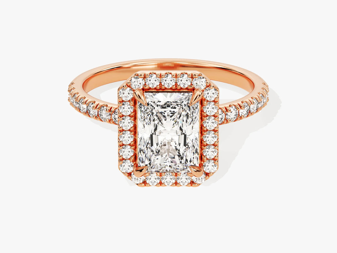 1.50CT Radiant Diamond Halo Pave Setting Moissanite Engagement Ring