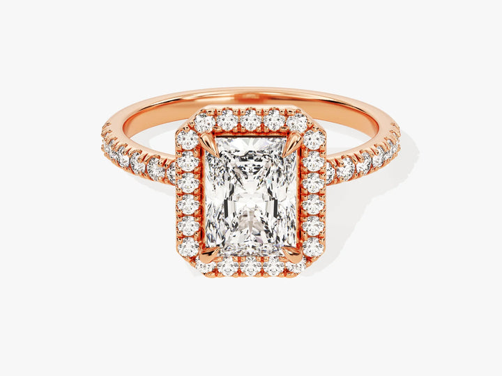 1.50CT Radiant Diamond Halo Pave Setting Moissanite Engagement Ring