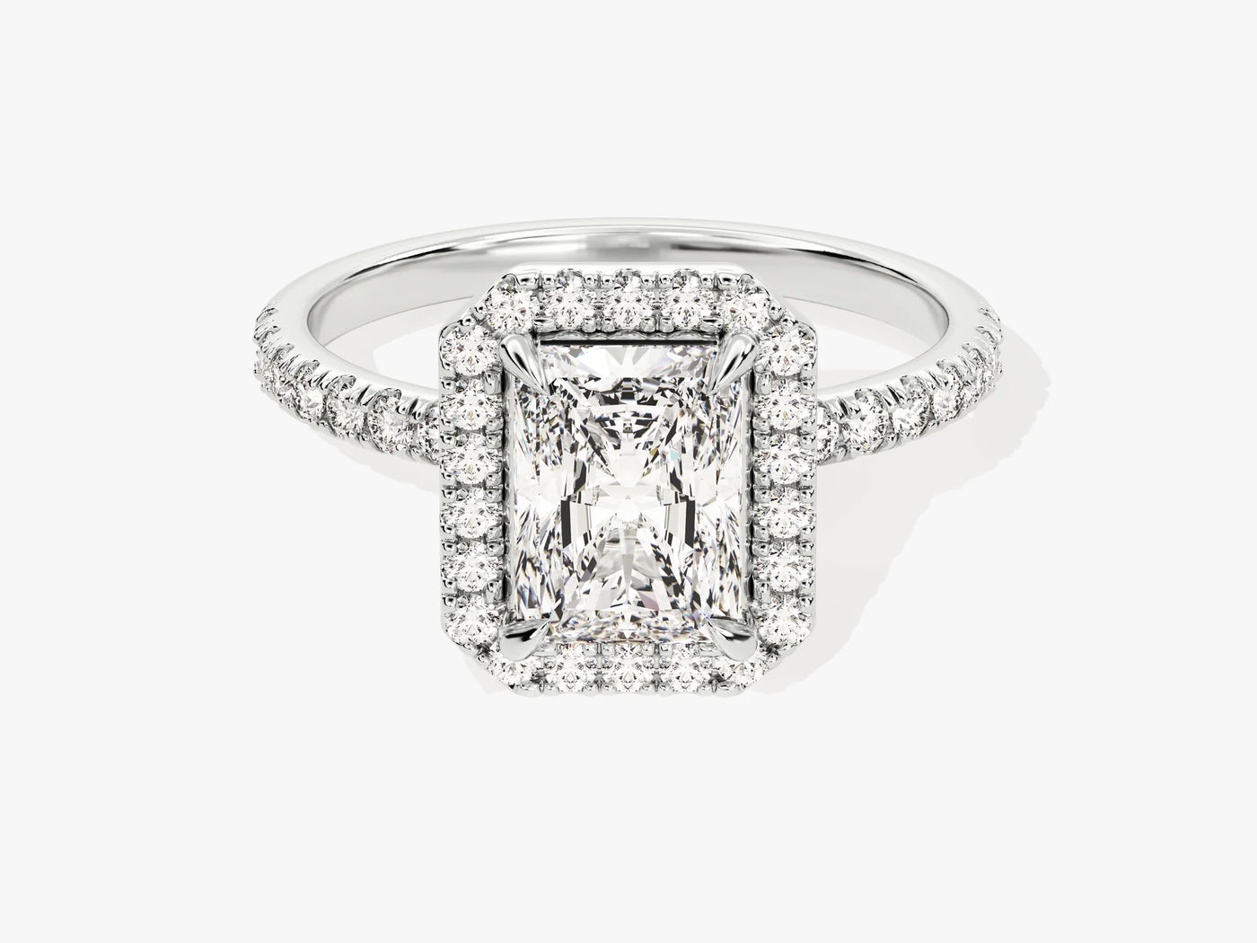 1.50CT Radiant Diamond Halo Pave Setting Moissanite Engagement Ring