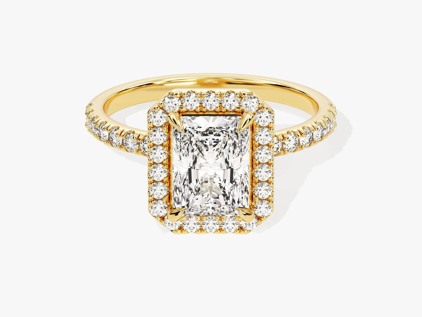 1.50CT Radiant Diamond Halo Pave Setting Moissanite Engagement Ring
