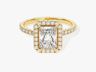 1.50CT Radiant Diamond Halo Pave Setting Moissanite Engagement Ring