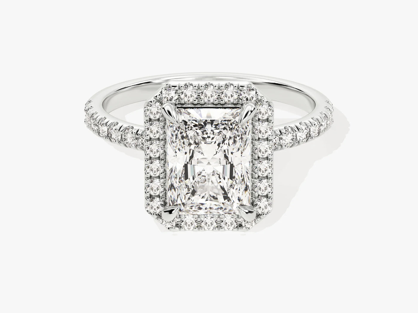 2.0CT Radiant Diamond Halo Pave Setting Moissanite Engagement Ring