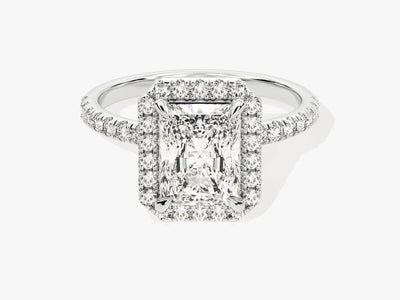 2.0CT Radiant Diamond Halo Pave Setting Moissanite Engagement Ring