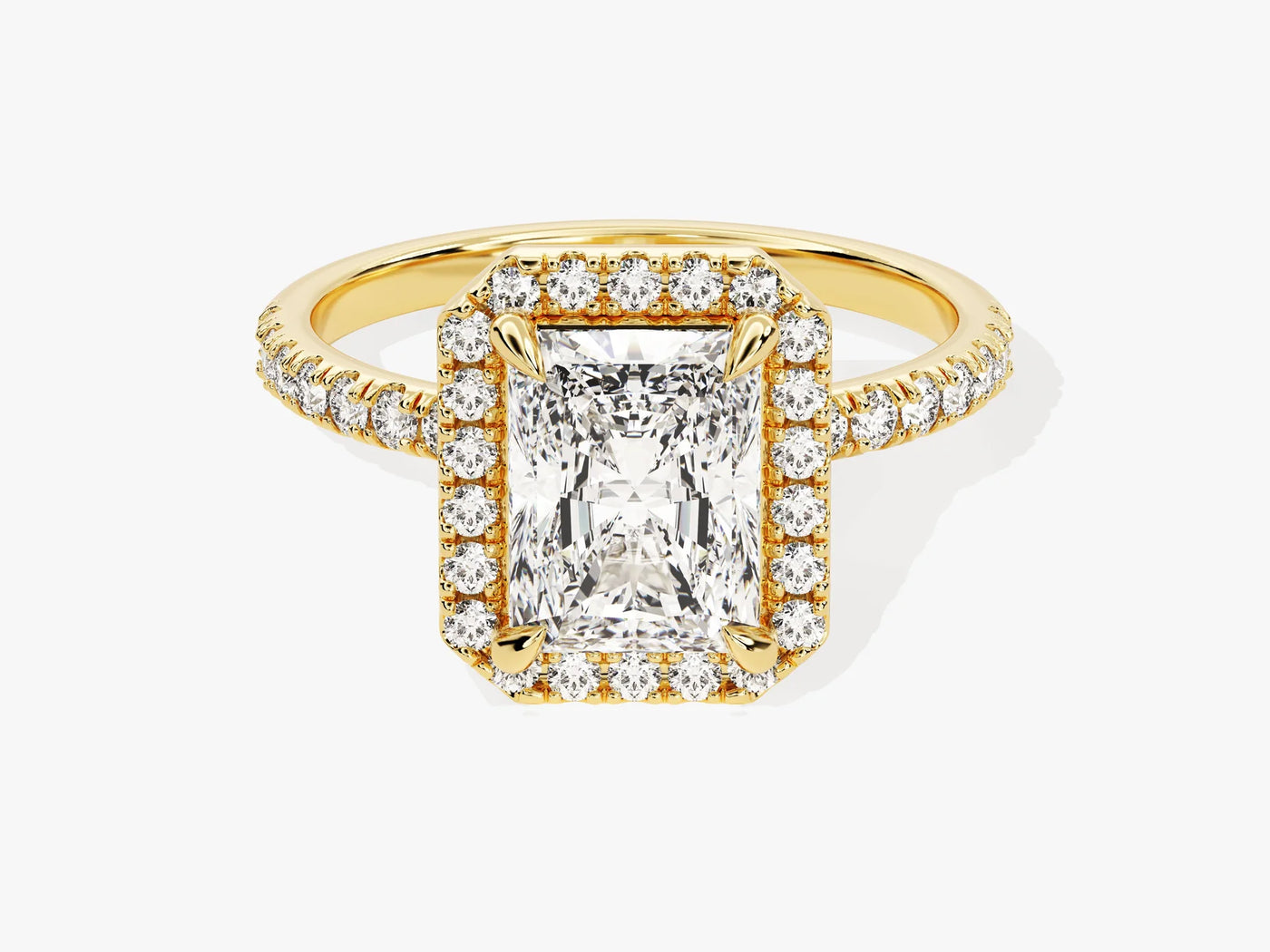 2.0CT Radiant Diamond Halo Pave Setting Moissanite Engagement Ring