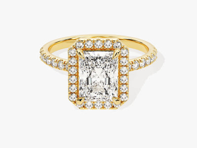 2.0CT Radiant Diamond Halo Pave Setting Moissanite Engagement Ring