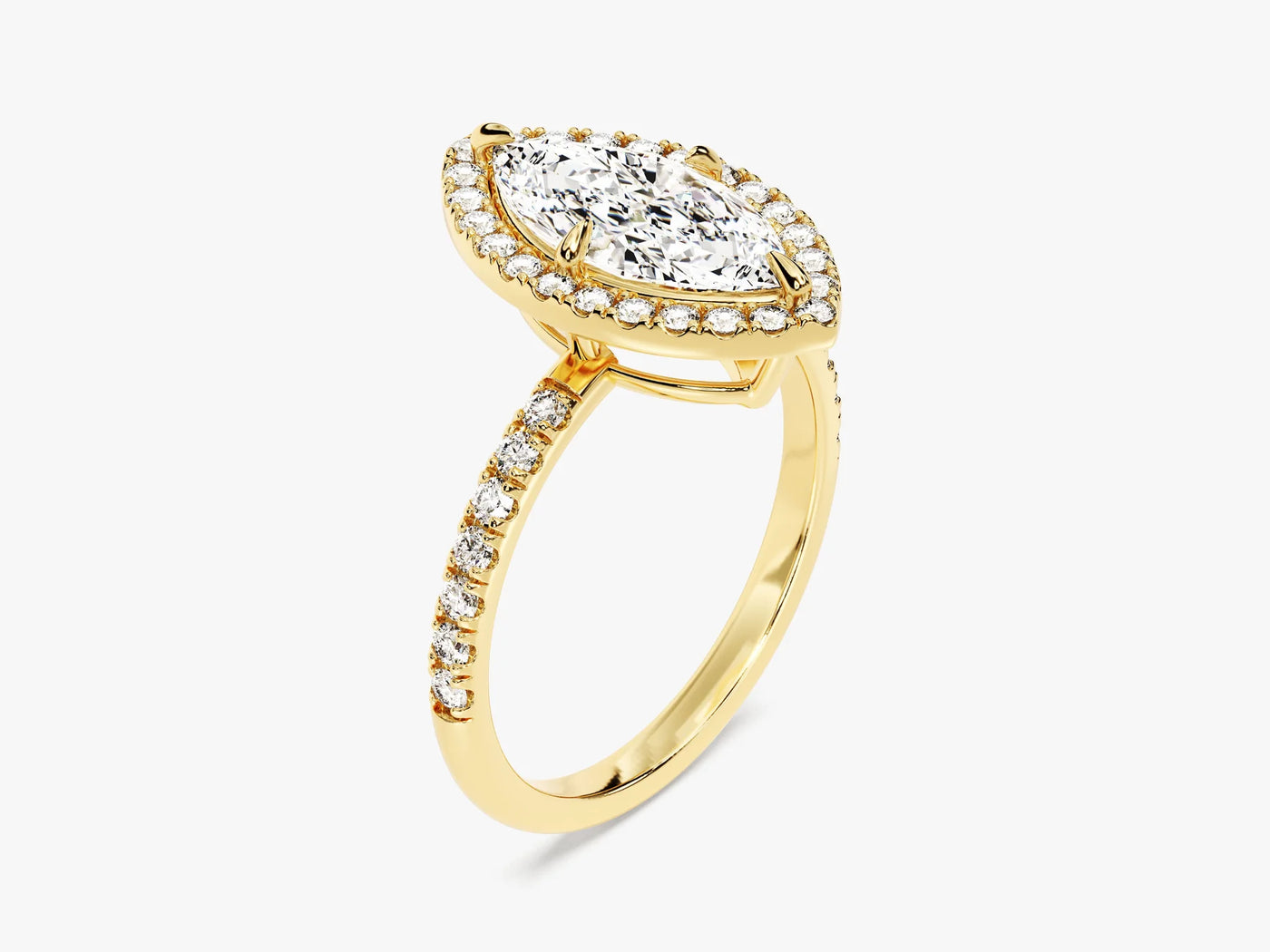 1.50CT Marquise Diamond Halo Pave Setting Moissanite Engagement Ring