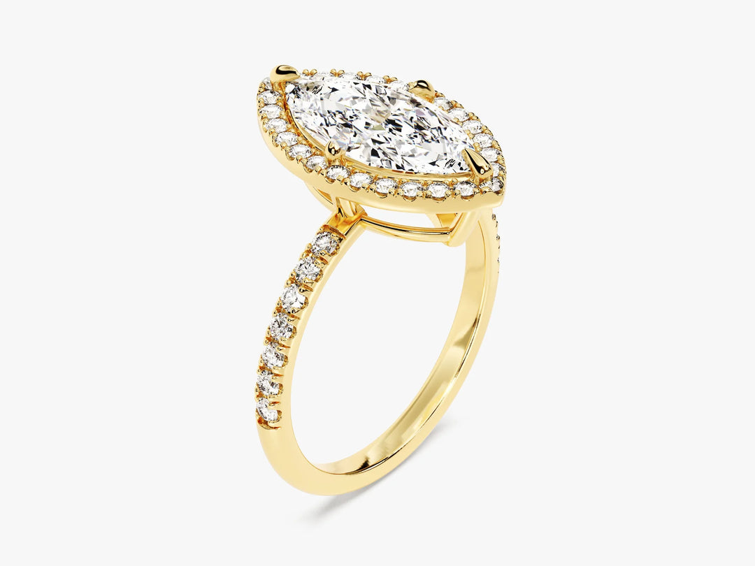 2.0CT Marquise Diamond Halo Pave Setting Moissanite Engagement Ring