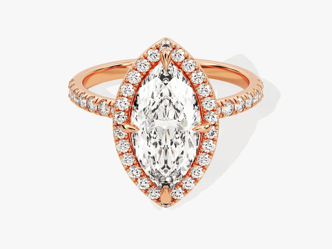 2.0CT Marquise Diamond Halo Pave Setting Moissanite Engagement Ring