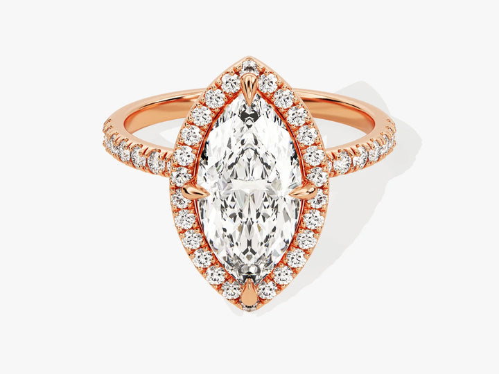 2.0CT Marquise Diamond Halo Pave Setting Moissanite Engagement Ring