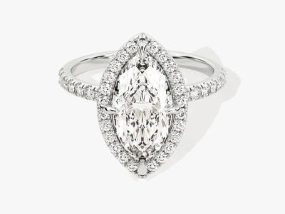 2.0CT Marquise Diamond Halo Pave Setting Moissanite Engagement Ring