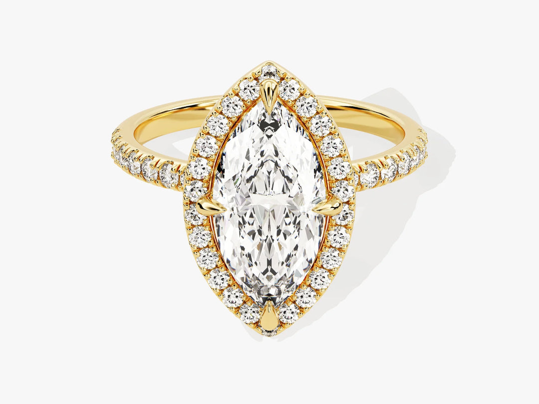 2.0CT Marquise Diamond Halo Pave Setting Moissanite Engagement Ring