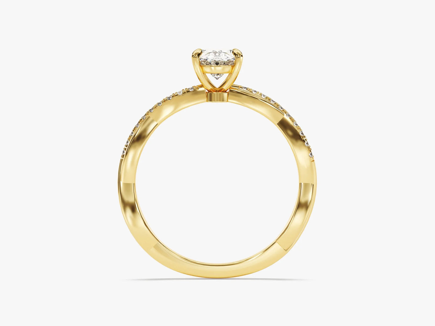 1.0CT Oval Diamond Twisted Pave Setting Moissanite Engagement Ring