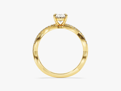 1.0CT Oval Diamond Twisted Pave Setting Moissanite Engagement Ring