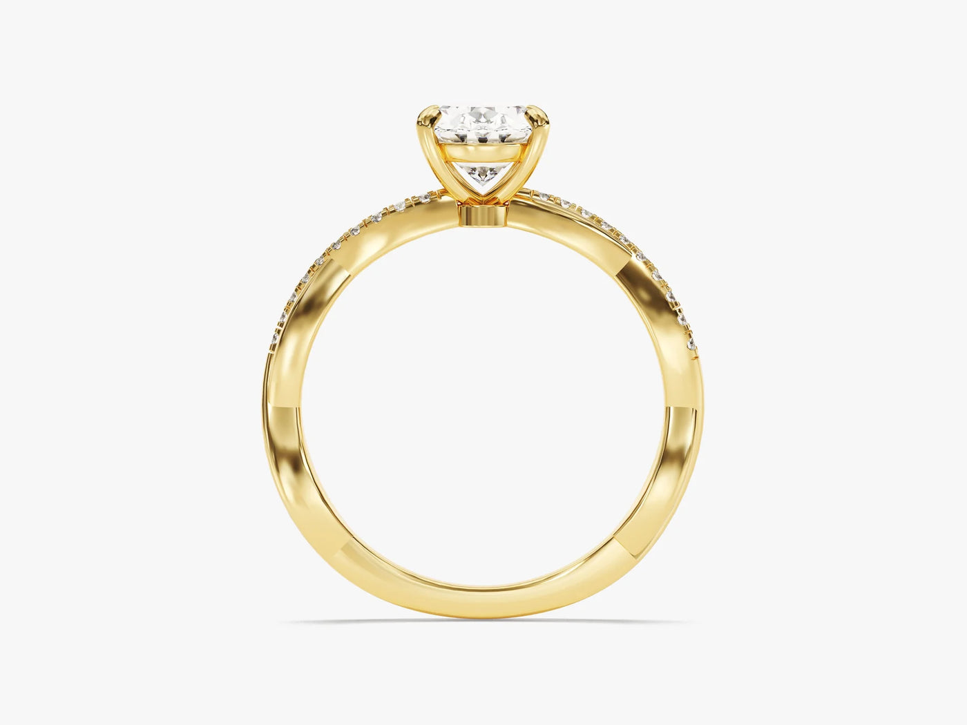 1.50CT Oval Diamond Twisted Pave Setting Moissanite Engagement Ring