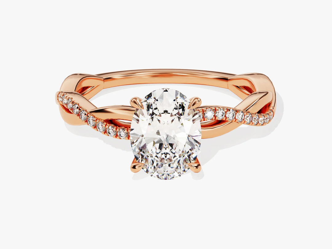 1.50CT Oval Diamond Twisted Pave Setting Moissanite Engagement Ring