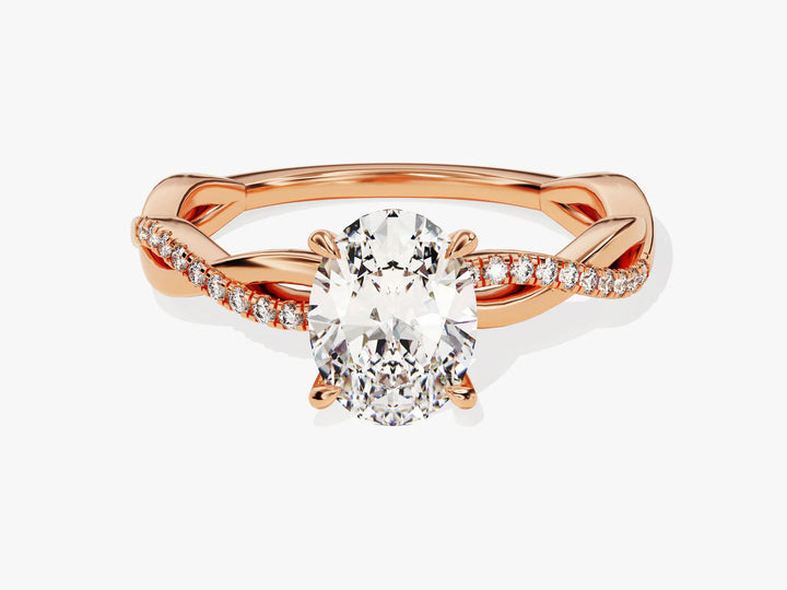 1.50CT Oval Diamond Twisted Pave Setting Moissanite Engagement Ring