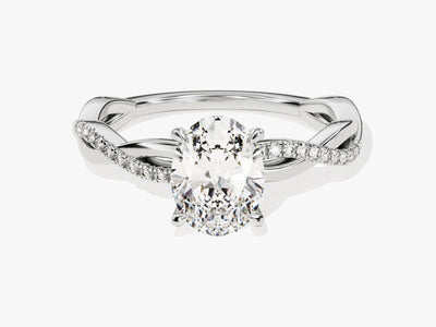 1.50CT Oval Diamond Twisted Pave Setting Moissanite Engagement Ring