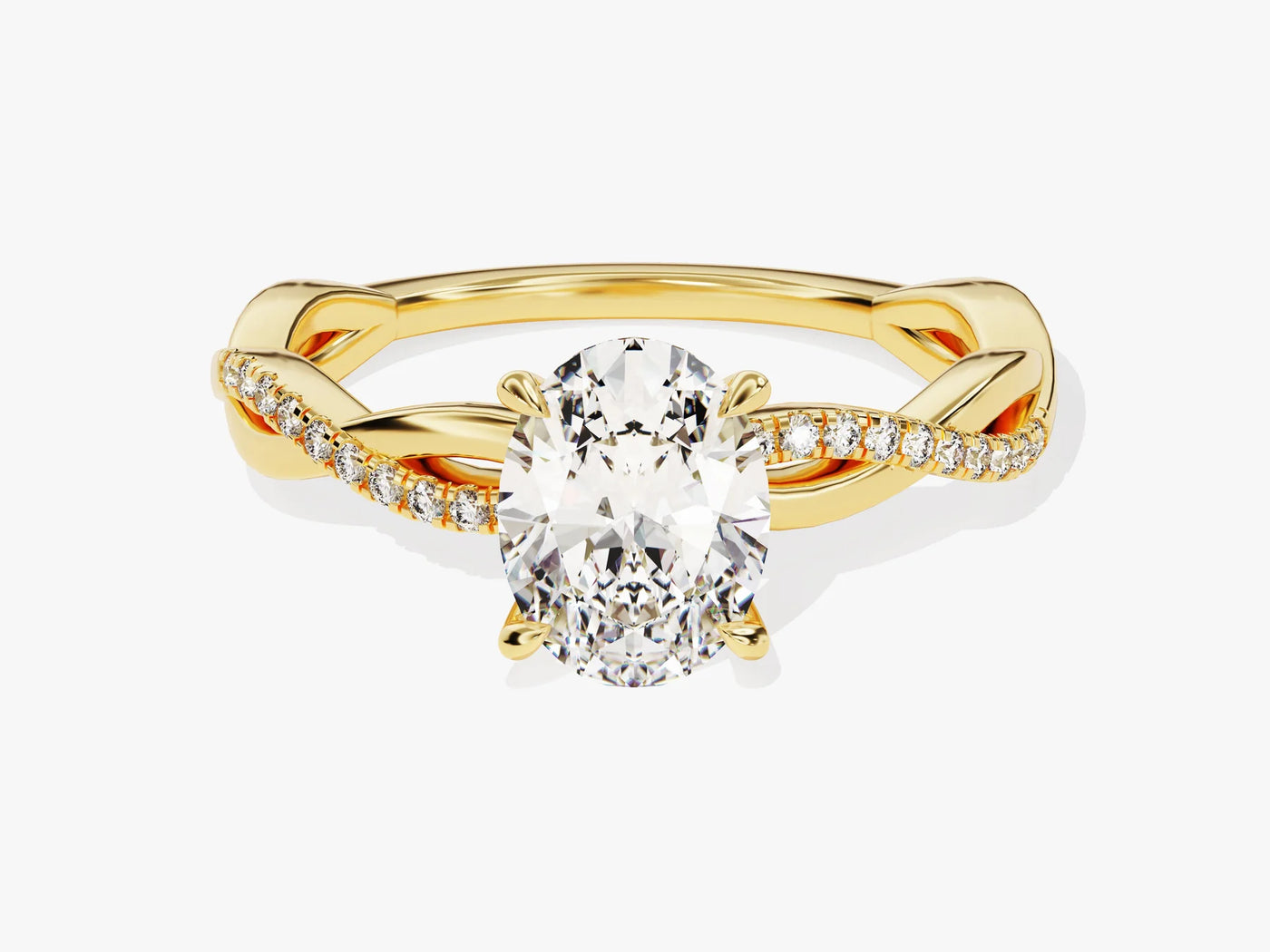 1.50CT Oval Diamond Twisted Pave Setting Moissanite Engagement Ring