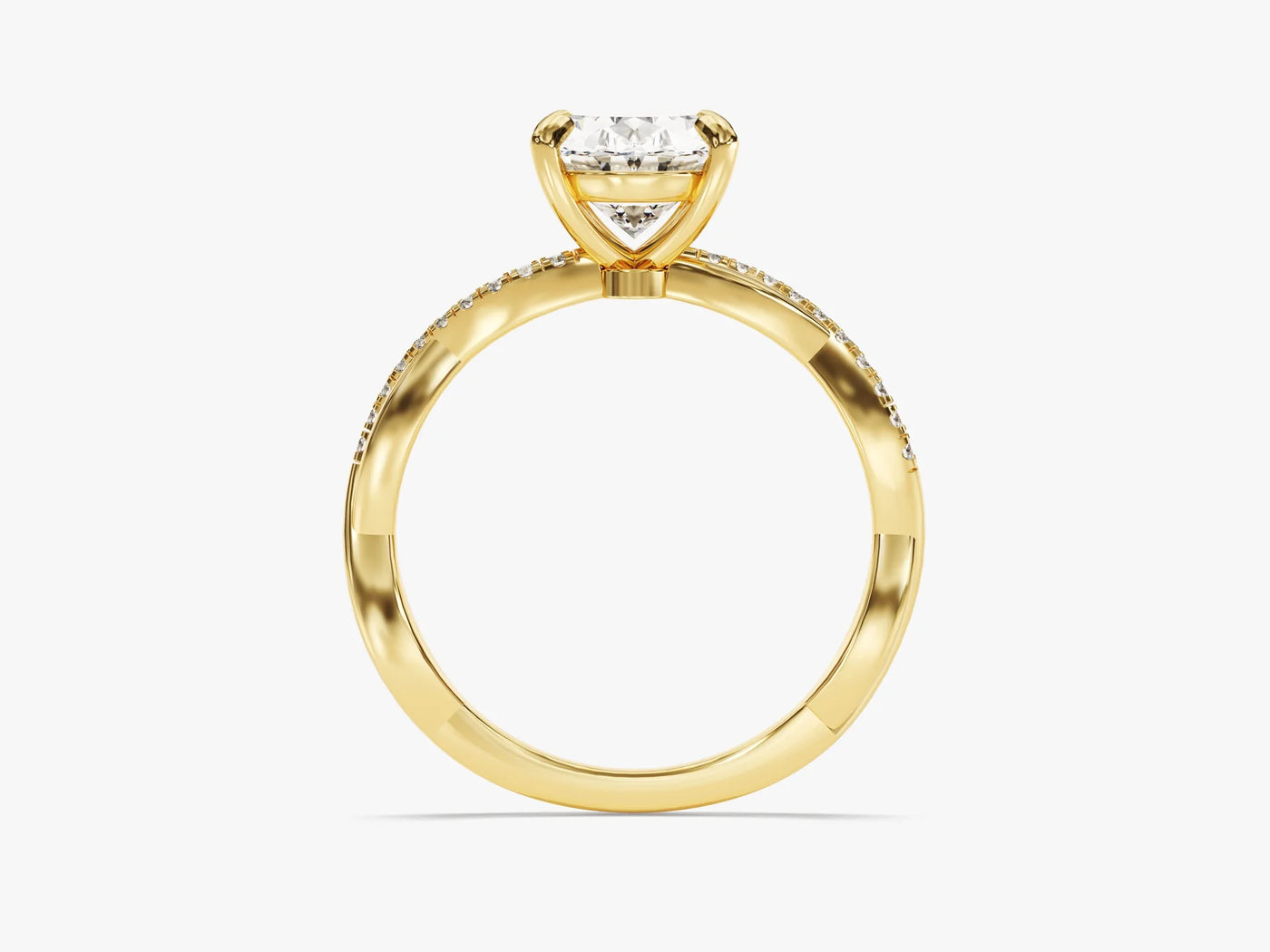 2.0CT Oval Diamond Twisted Pave Setting Moissanite Engagement Ring