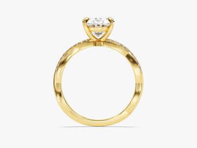 2.0CT Oval Diamond Twisted Pave Setting Moissanite Engagement Ring